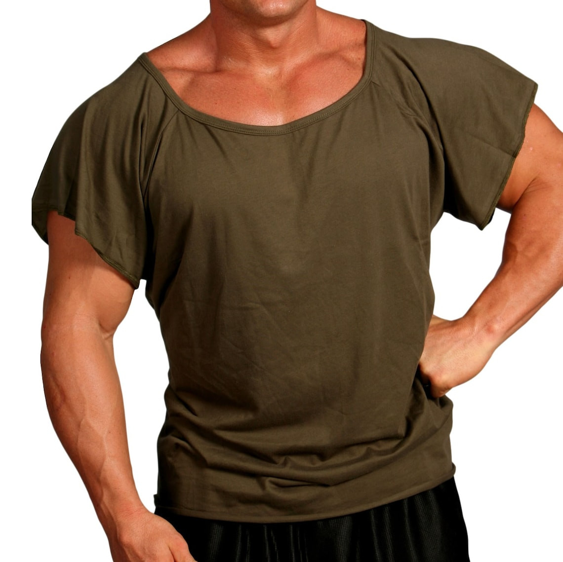 Wide Neck T Shirt Men Lovely Men S Wide Neck Tapered top T Shirt Bodybuilding