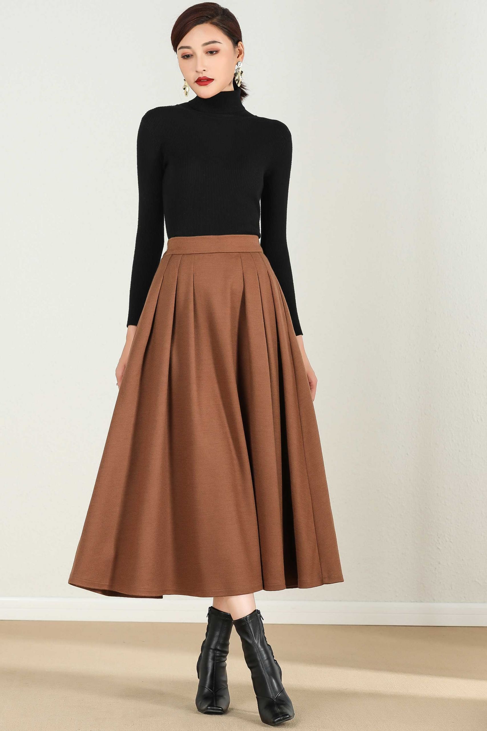 Wool Maxi Skirt Beautiful Brown Wool Skirt A Line Maxi Skirt Winter Skirt Women Long