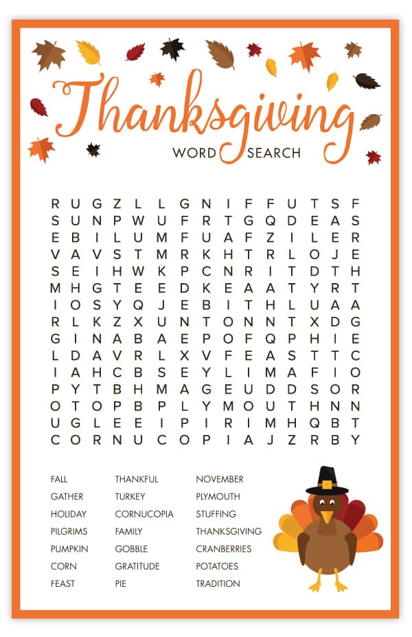 Words for Thanksgiving Word Search Unique Thanksgiving Word Search