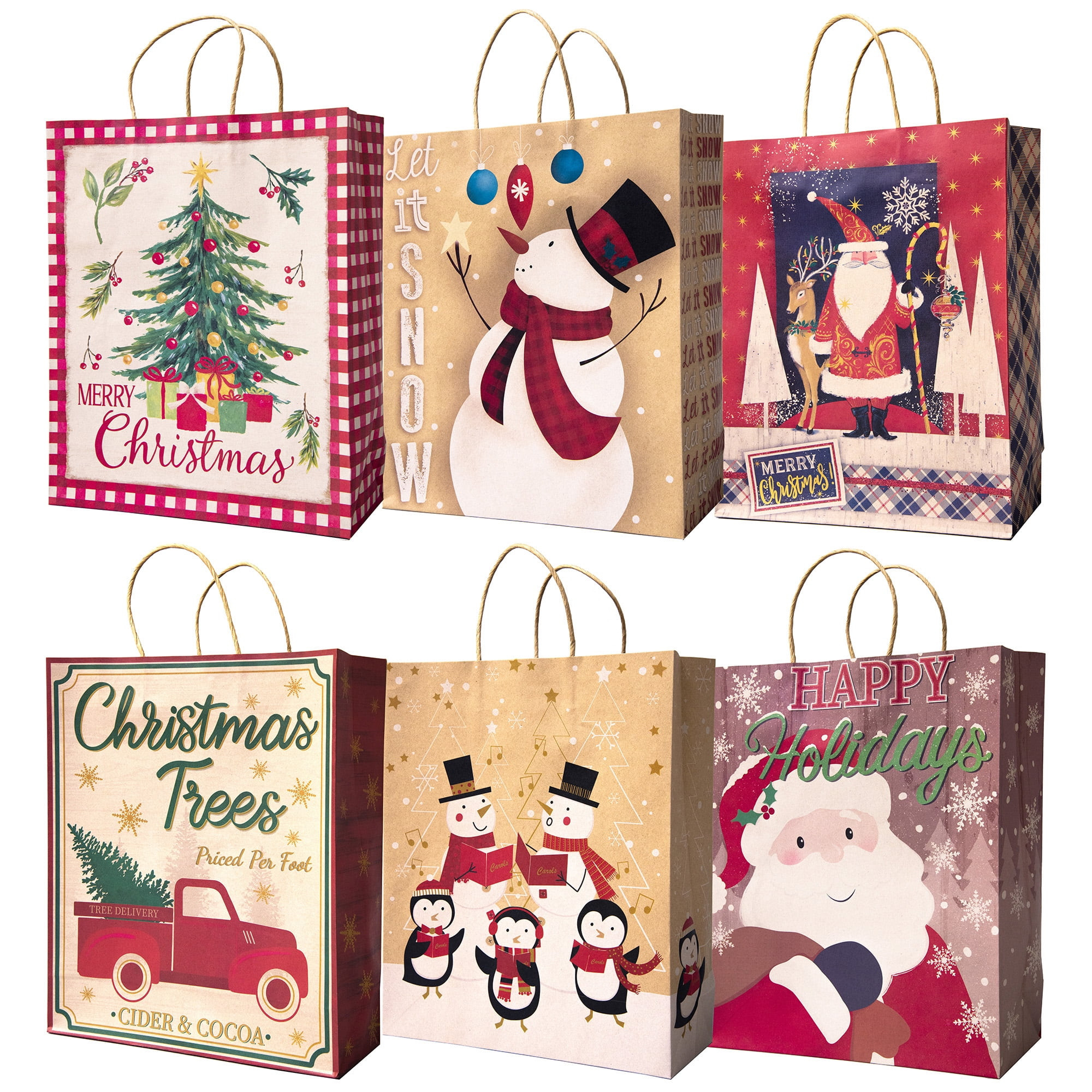 Xmas Gift Bags New Pack Of 12 assorted Christmas Gift Bags with Handle Walmart