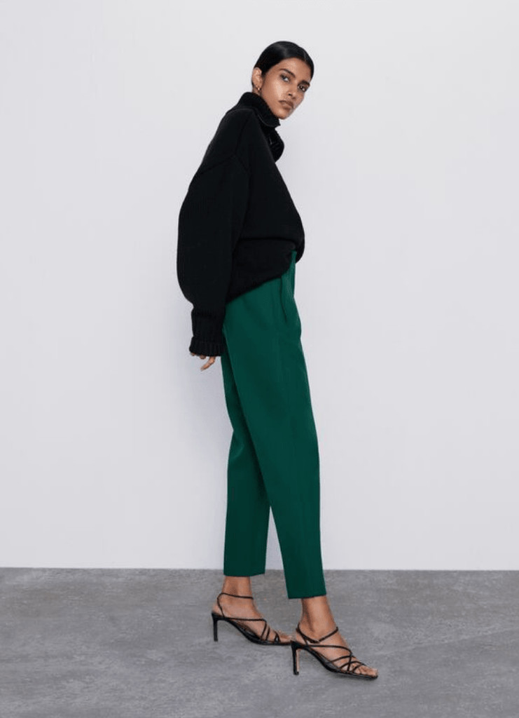 Zara Green Trousers Elegant Zara High Waisted Tailored Green Trousers – Manifesto Woman