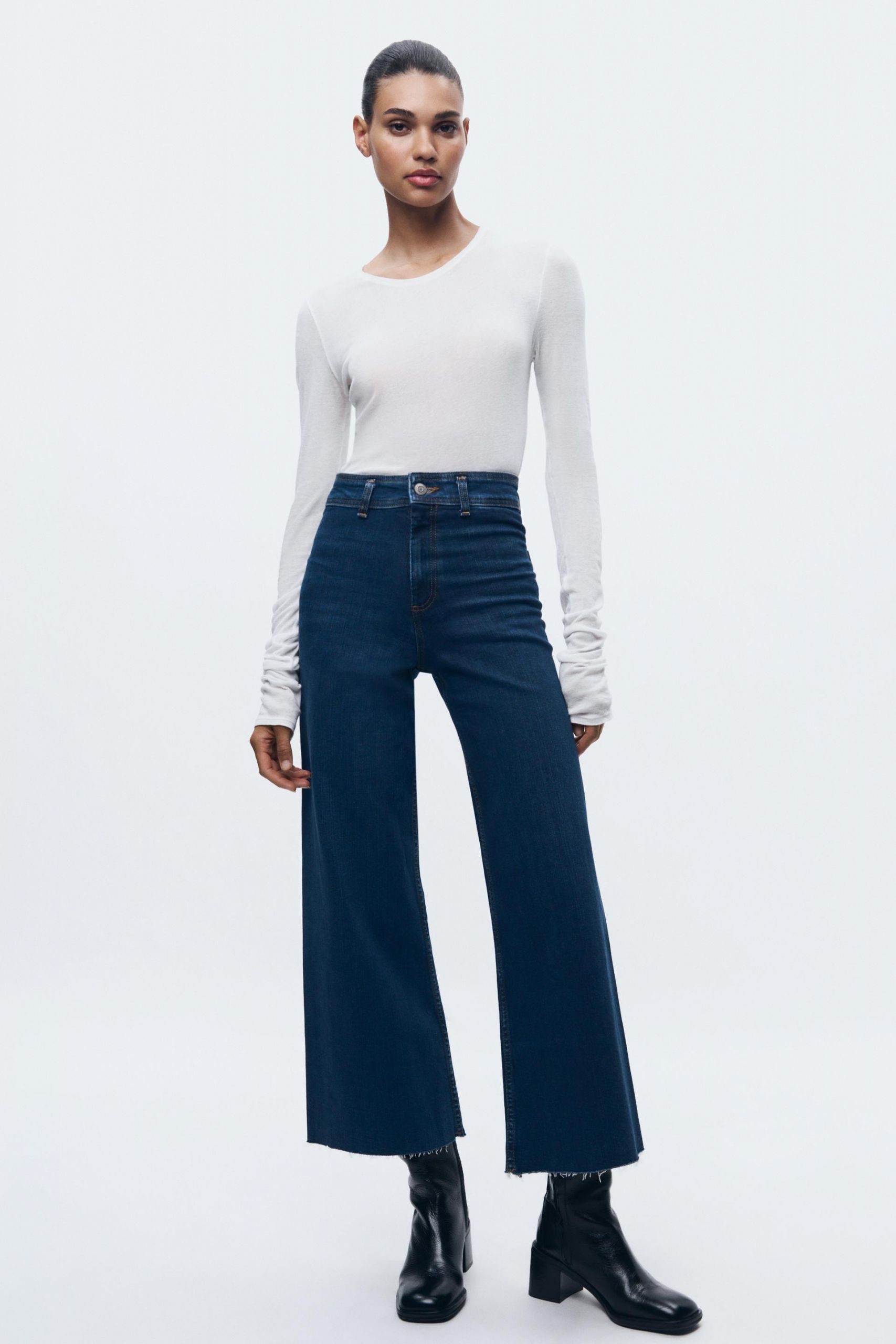 Zara Marine Straight Jeans Elegant Zw Marine Straight High Rise Jeans Blue