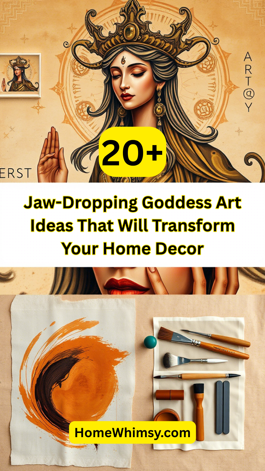 Goddess wall art with hand-painted styles